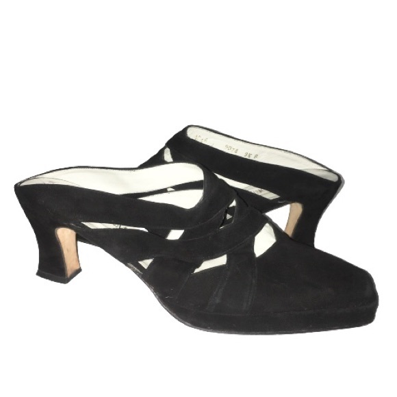 Academia Black Suede Mule Platform Heels 9.5 - Picture 1 of 14